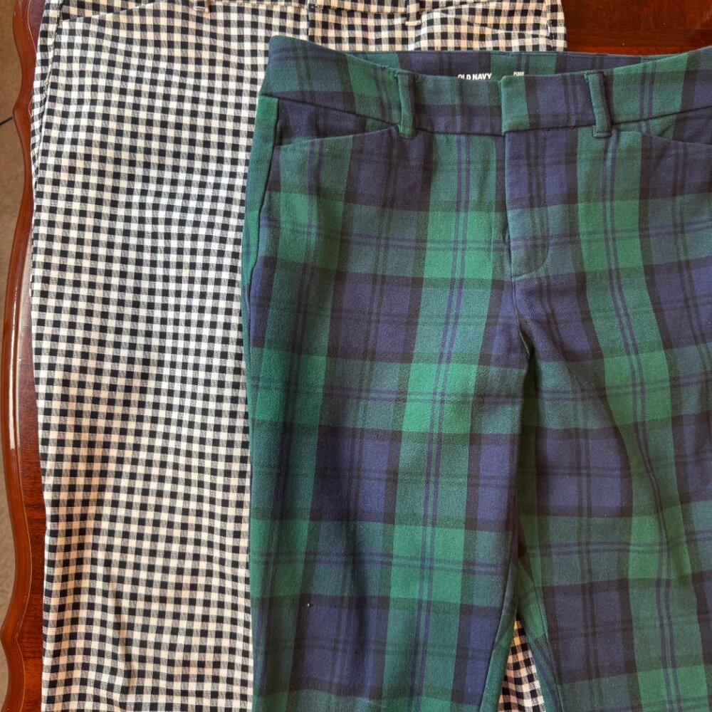 Old Navy High Rise Pixie Pants Sz 6 Green Plaid - Picture 6 of 6